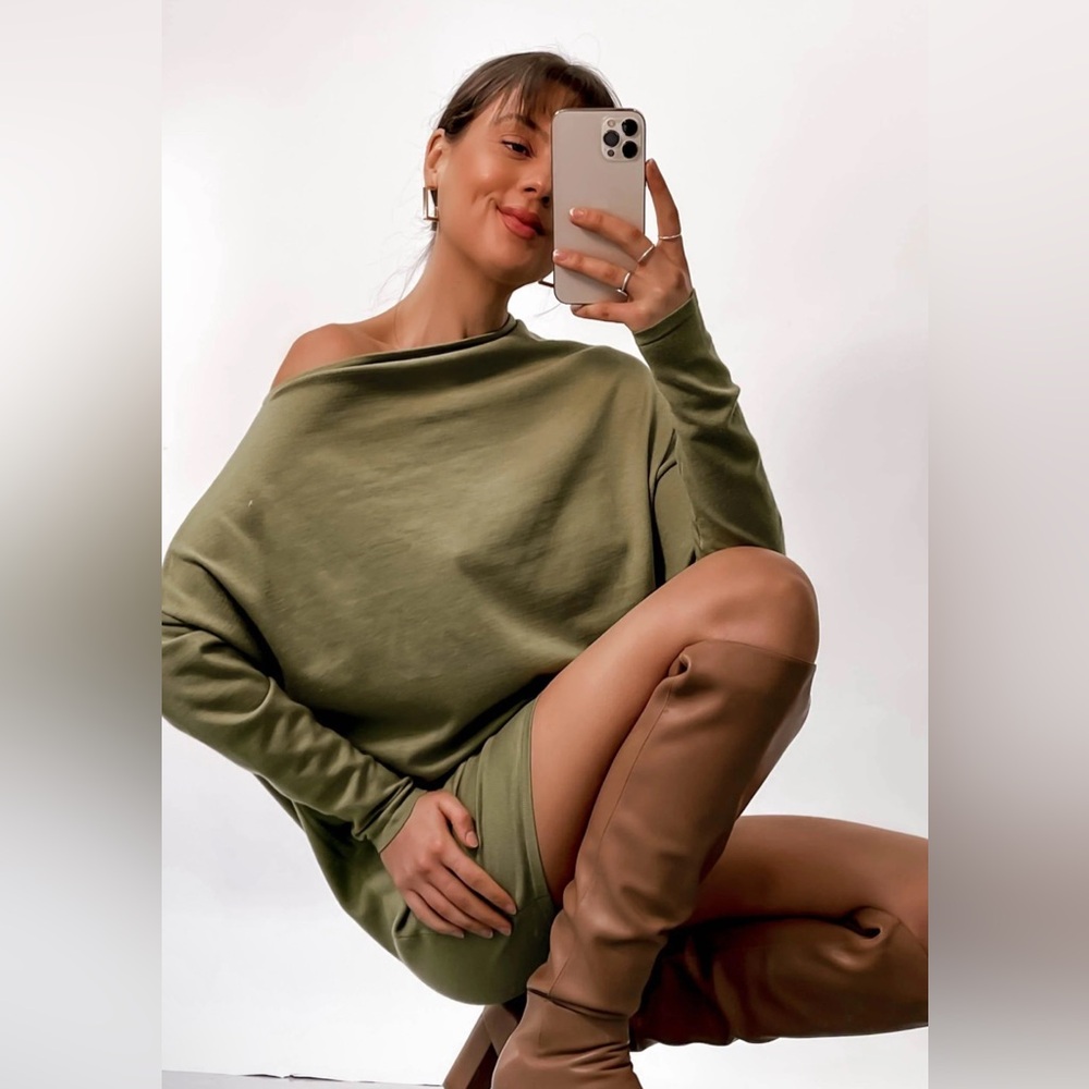 Olive Green Off-Shoulder